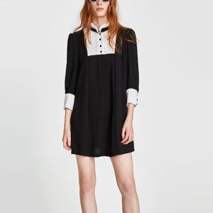 ISO Zara Black White Contrast Bib Dress